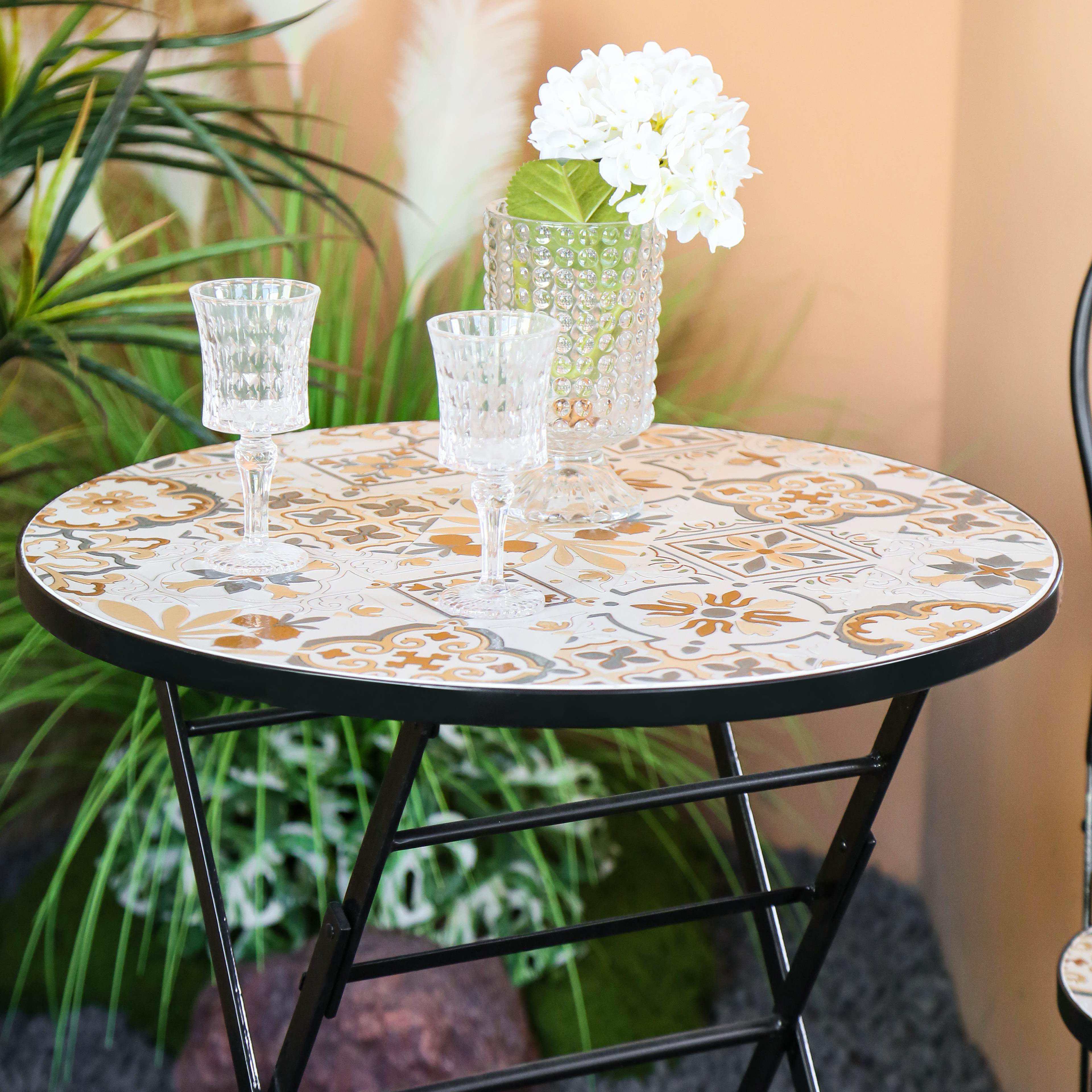Detailed View of Bohemian Chic Mosaic Metal Patio